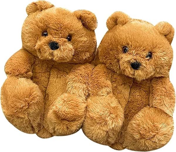 Faux Fur Hjemmesko med Bamse - Brun til Kvinder og Piger