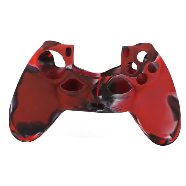 PS4 Controller Silikonfodral Halkfritt Skyddande Greppskydd med 1 Par Tumgrepp Kamouflage Röd