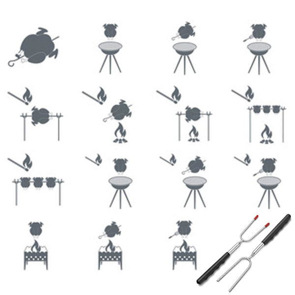 Marshmallow Rostpinnar Teleskopisk Grillgafflar Set