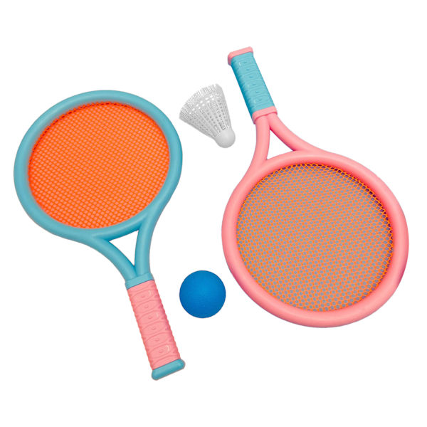 Badmintonracketset för barn 2 Racketar 2 Bollar Halksäker Hållbar Elastisk Portabel Blå Rosa