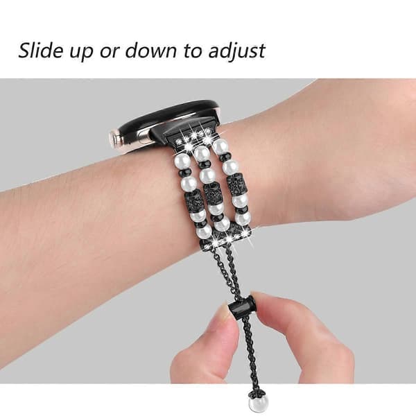 Til Google Pixel Watch Perle Halv Armbånd Urrem Black