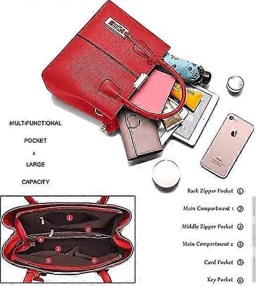 Damväska handväska Läder Crossbody Väskor och Handväskor för Kvinnor Red