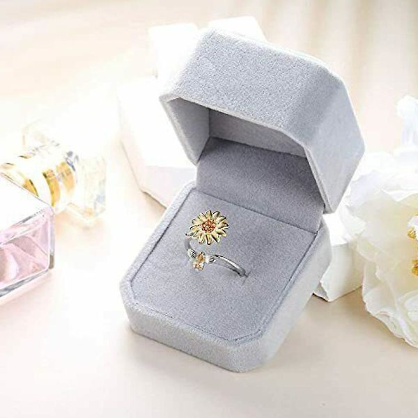 Solros Fidget Ring för kvinnor Justerbar Open Band Ring