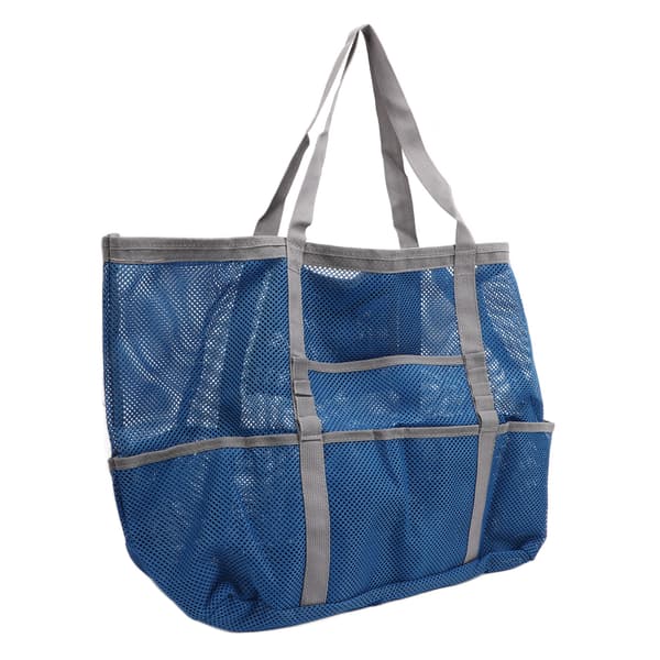 Nylon Sammenklappelig Multifunktionel Mesh Strandtaske Skuldertaske til Rejser Camping Blå Grå