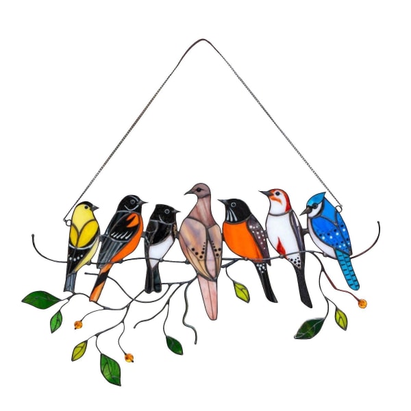 Fågel på tråd Högfärgad glasfönsterpanel, fågelseriedekoration