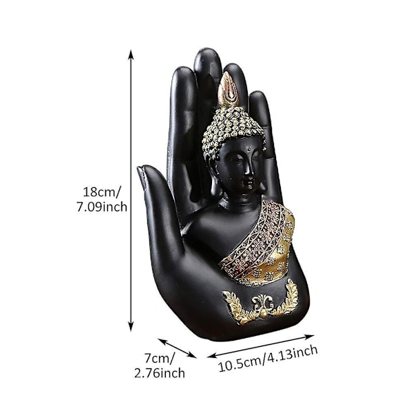 Resin Palm Buddha staty, Buddha sitter i hand staty