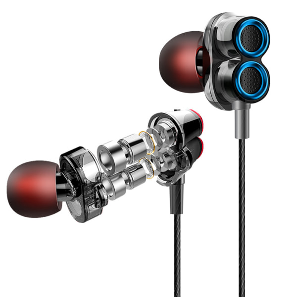 Tunga bashörlurar, in-ear Dual Moving Coil-hörlurar