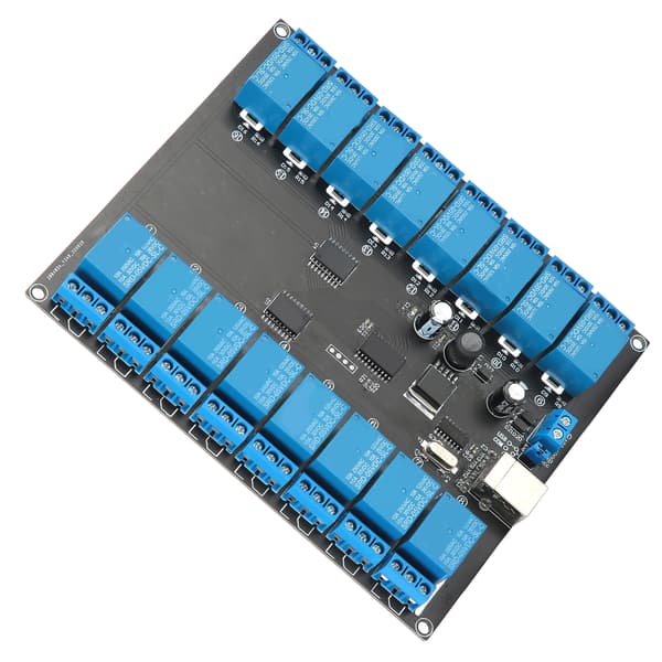 16-kanals USB-relémodul 9-36V Opto-isolert