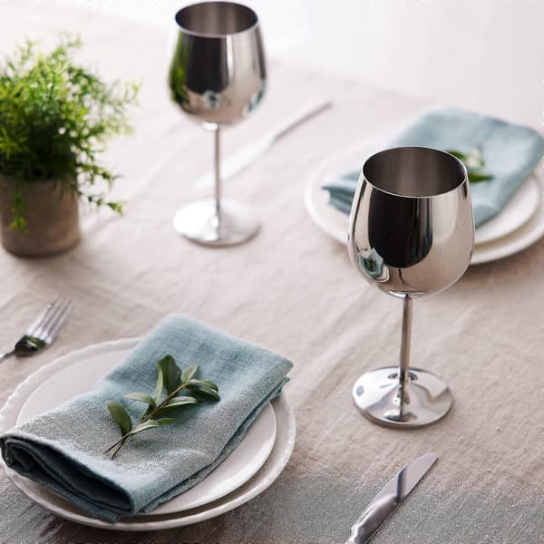 Elegante vinglass i rustfritt stål sølv - Robuste og uknuselige