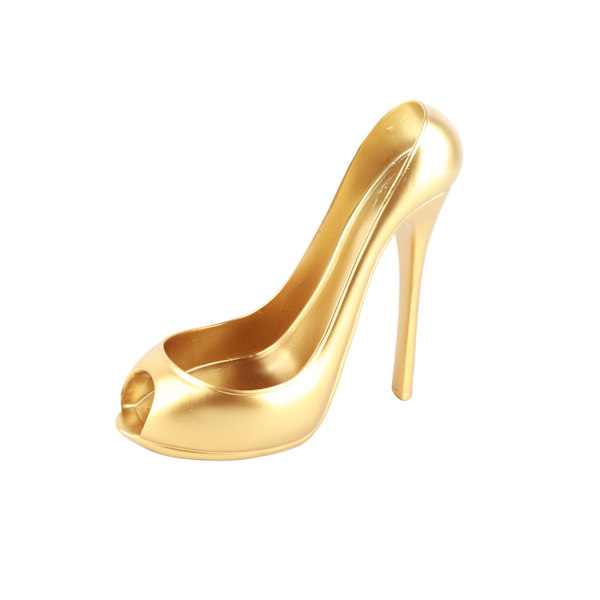 Elegant Høj Hælet Sko Vinreol - Stilful Vinflaske Display Stativ til Hjemmeindretning (Guld)