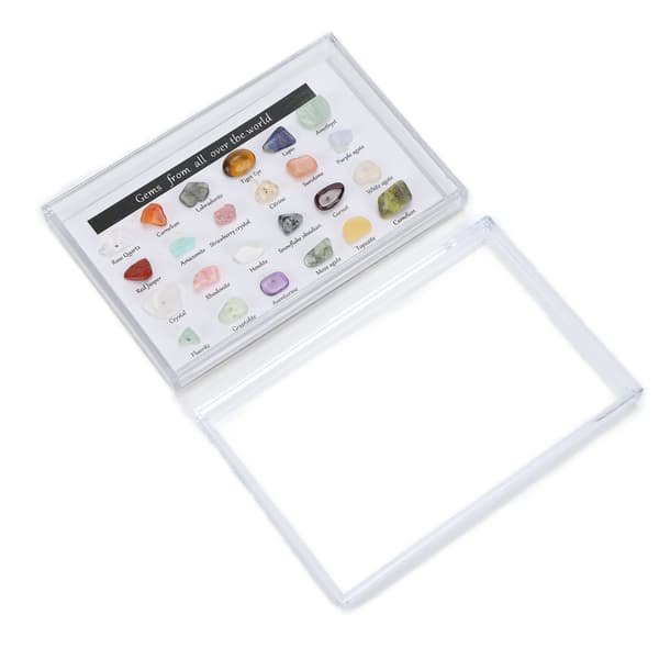 24 Sorters Kristall Ädelstenar Chakra Healing Sten Kit med Låda för Samlare