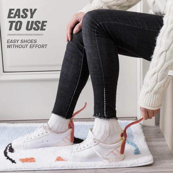 2 stk Skohorn Dovne Sko Hjælper Slider Easy On Shoes Plastic Skohorn til mænd, kvinder og børn RED