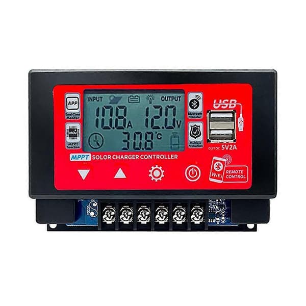 WIFI Bluetooth Solar ladekontroller 60A MPPT-kontroller med LCD-skjerm Dobbel USB-støtte 12V/24
