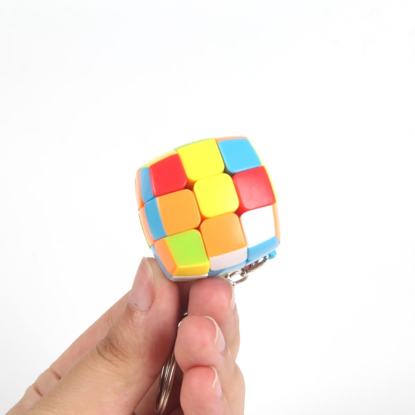 3,0 cm trestegs färg mini Rubiks kub nyckelring