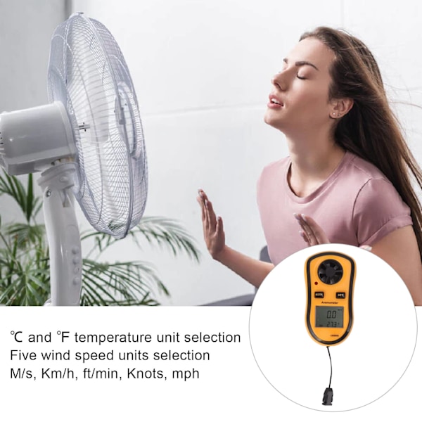 Mini Kannettava Digitaalinen Tuulimittari: Tuulen Nopeus- ja Lämpötilamittari LCD-Näytöllä