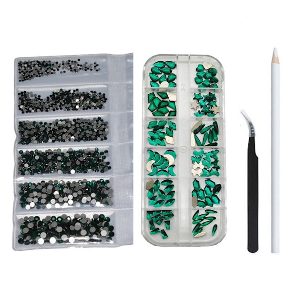 12 grid strass box nail art drill diy