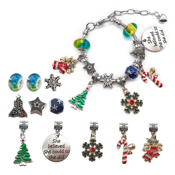 Jul Barn Armband Set Handgjorda Diy Beads ift Box