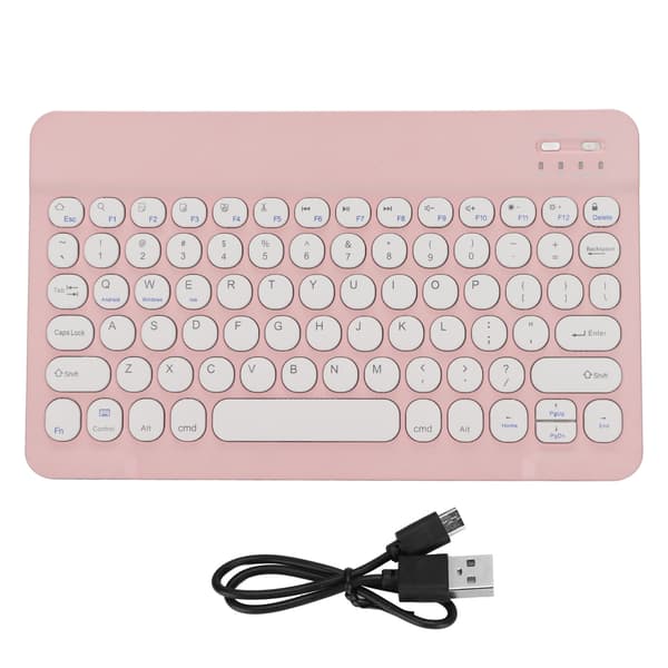 Trådløst tastatur til mobiltelefon, tablet, bærbar computer, stabil forbindelse, kompatibel med iOS Android Windows Pink