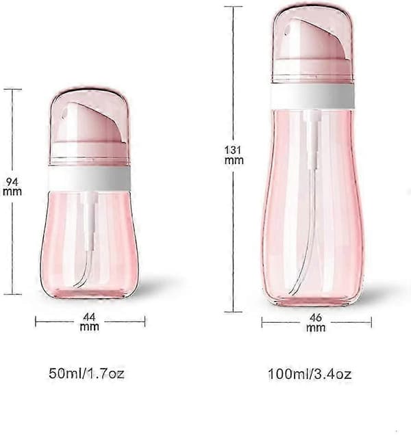 Kompakta 50 ml finfördelande sprayflaskor (2-pack) - Rosa & Klar för lockigt hår och mer