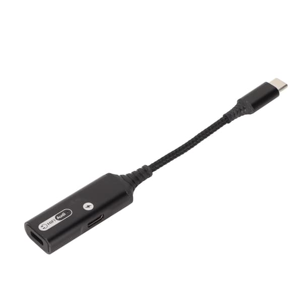 Dobbel USB C til 3,5 mm hodetelefonkontaktadapter 60W PD QC hurtiglading