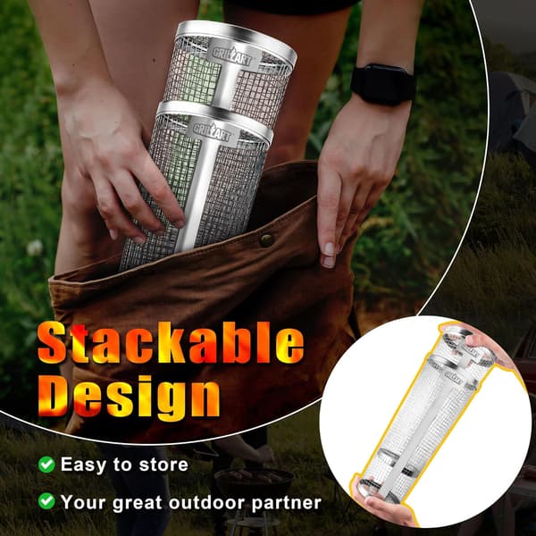 [DT]2 stk. rullende grillkurve - Bedste grillkurv nogensinde, rund grillnet i rustfrit stål