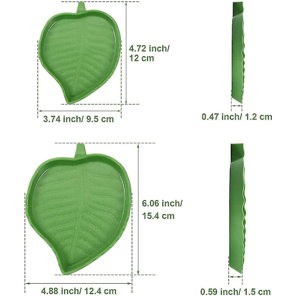 2 stycken bladformad reptilvattenmatskål