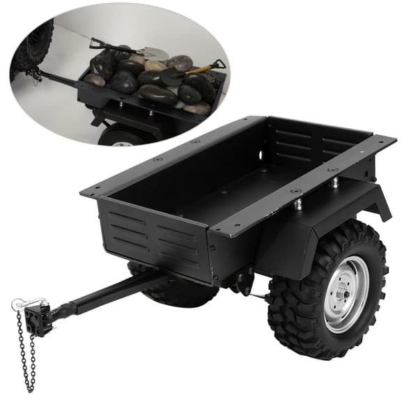 Trailervogn til RC-bil i aluminium, høj simulation, legetøj til børn, sort
