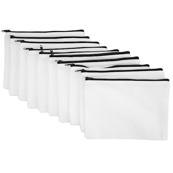 10-pack tomma canvasväskor 7,8x5,7 tum lätta dragkedjepåsar för DIY-hantverk, smink, brevpapper och resor
