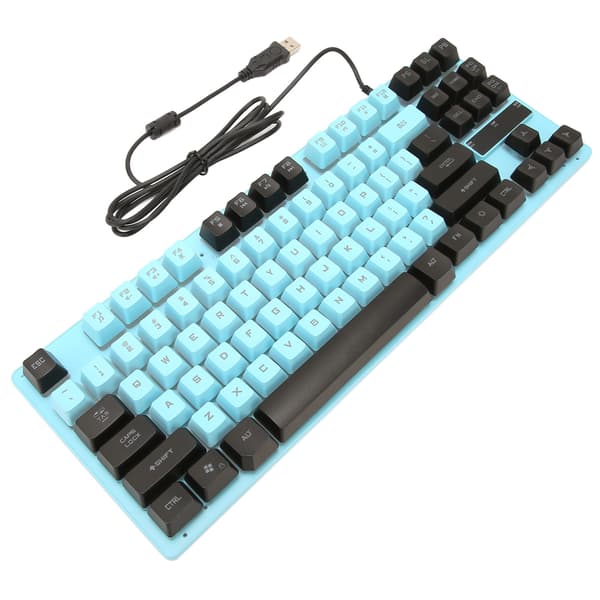 Kablet 87-tasters Gaming Tastatur Ergonomisk Baggrundsbelyst Blå Desktop Computertilbehør