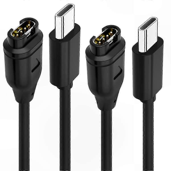 2-pak USB-C opladerkabel til Garmin Fenix, data-synkroniseringskompatibel ur-oplader