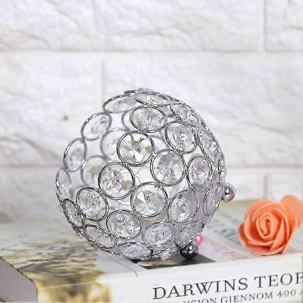Kristall Te Ljusstake Bröllopsdekoration Bordsdekorationer (silver Diameter 10cm)
