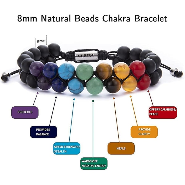 Bead Chakra Armband, Dubbellagers Healing Crystals Beaded
