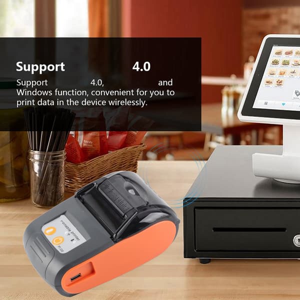 Bærbar Bluetooth Termisk Kvitteringsprinter 58mm Trådløs Kompakt Orange UK