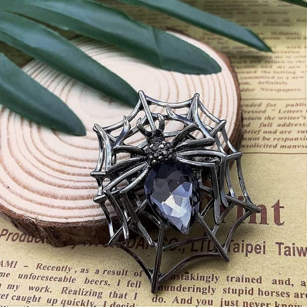 Halloween Brosje Rhinestone Krystaller Spindelvev Dråpe Edderkopp Brosje Pin Klestilbehør (d-4)