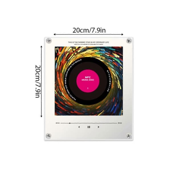NFC musikkspiller akrylramme 9 plater LED-effekter White Rotation