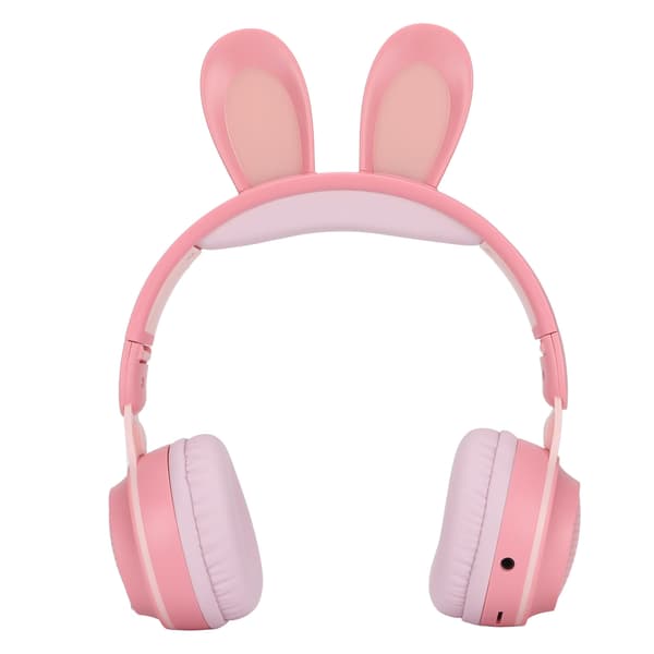 Kaninøre Bluetooth 5.0 Trådløse Hovedtelefoner Sammenfoldelig LED-lys Børneheadset til PC Tablet Online Læring Pink