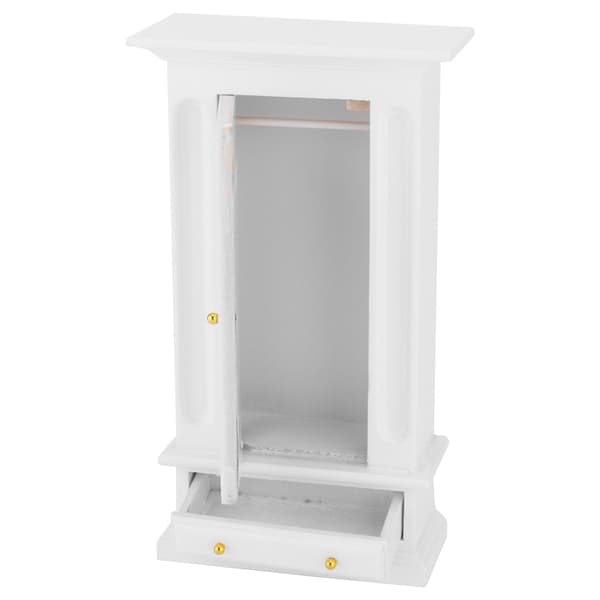 1:12 Dukkehus Miniature Træ Garderobe Simuleret Møbelmodel Legetøjstilbehør Hvid