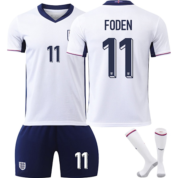 2024 EM England Hjemme nr. 11 Foden Børnefodbold Træningstrøje 20