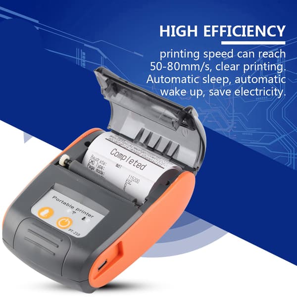 Bærbar Bluetooth Termisk Kvitteringsprinter 58mm Trådløs Kompakt Orange UK