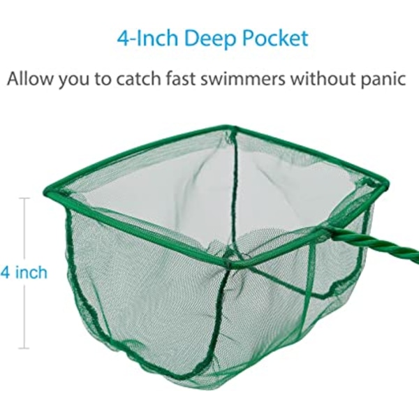 Akvariumnät Finmaskigt mesh med plasthandtag Green 6"L x 5" W x 12"