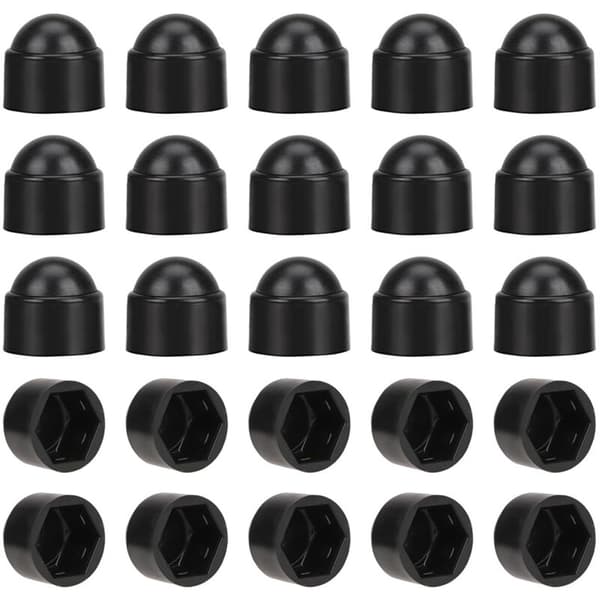M10 mutterhetter for 17 mm nøkkel, svart, 50 stk. Hullplugg, sekskantmutterhetter, skruehetter, dekorative mutterhetter.