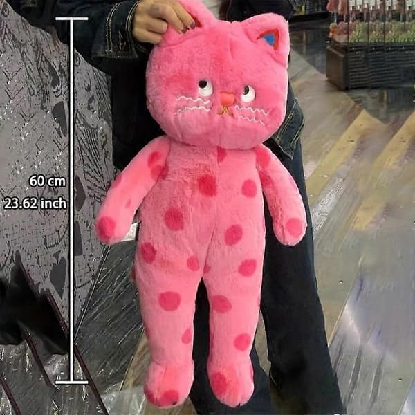 Söt prickig kattkudde sovande kattdocka plyschdocka kudde för flickor black