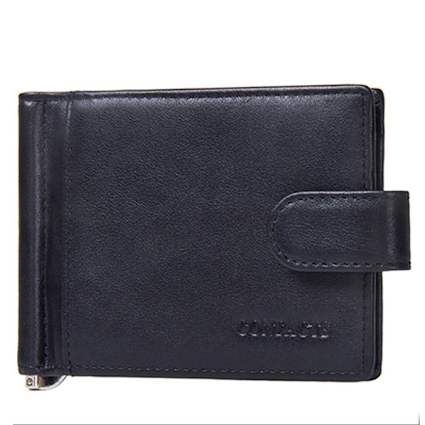 Plånbok med sedelklämma, äkta läder black one size