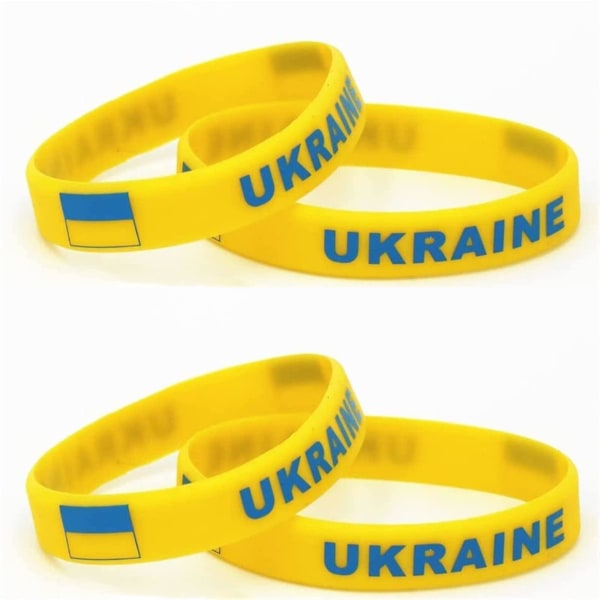 4st ukrainska landets nationella flaggor silikonarmband