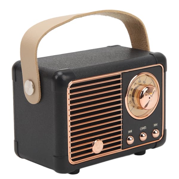 Bærbar Retro Bluetooth-højttaler med indbygget 400mAh batteri - Sort