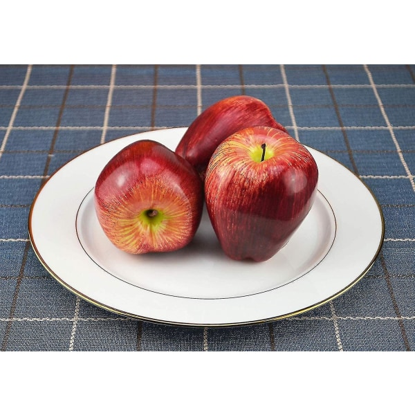 10 stk Naturtro falske mørkerøde eplesimulering kunstige eplersett falske frukter