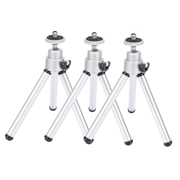 3 st Mini Silver Aluminiumlegering Anti-Skak Teleskoptripod med Brännlackering