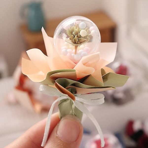 【DENGTU】Tørrede blomster simulerede bærbare plastik mini tørrede blomster buketkugler DIY legetøj Beige Beige A
