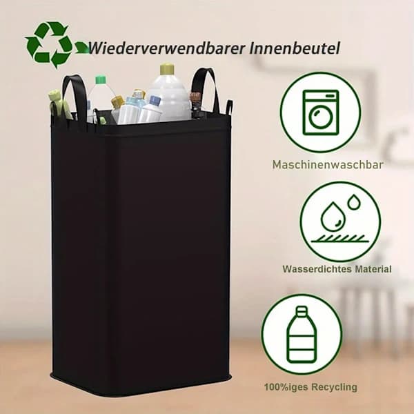 /EA/Opsamlingsbeholder til pantflasker | Flaskeopbevaring med hul til køkken, opbevaringsrum, flaskepose, (sort)[dt]