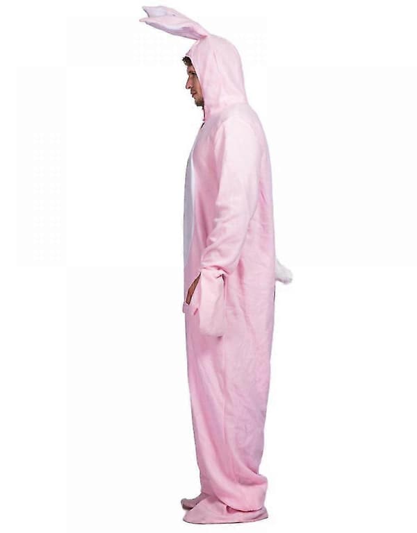 Vaaleanpunainen pupuasu aikuisille, eläinpyjama, juhla-asu